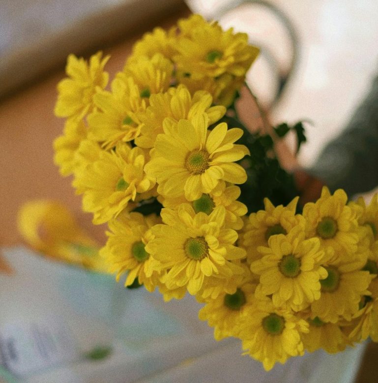 a person holding a bouquet