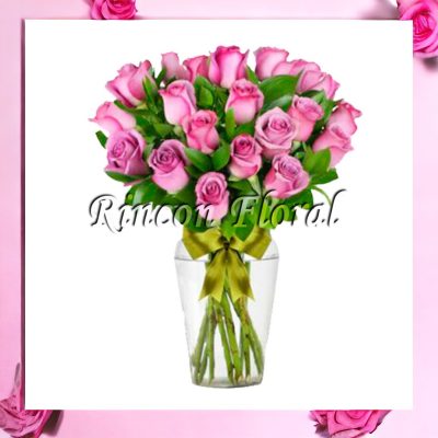 JARRÓN CON 24 ROSAS LILAS RF024