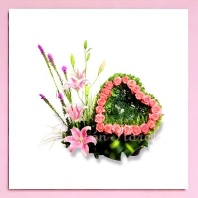 CORAZÓN CON 24 ROSAS Y STARGAZER RF026