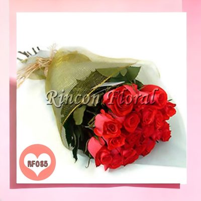 BOUQUET CON 24 ROSAS EN MALLA RF085