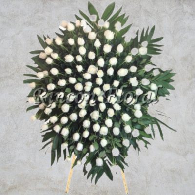 MEDALLÓN CON 100 ROSAS BLANCAS RF101