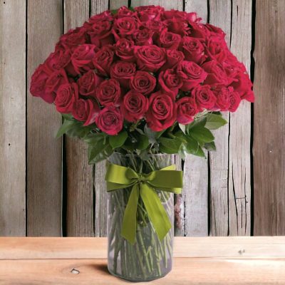 JARRÓN CON 100 ROSAS ROJAS RF100