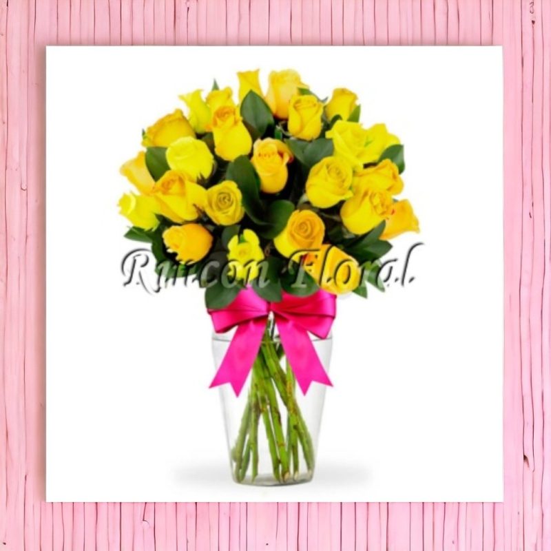 JARRÓN CON 24 ROSAS AMARILLAS RF099