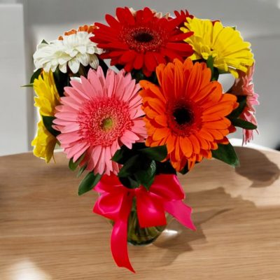 JARRÓN CON 10 GERBERAS RF120