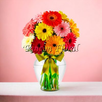 JARRÓN CON 20 GERBERAS RF133