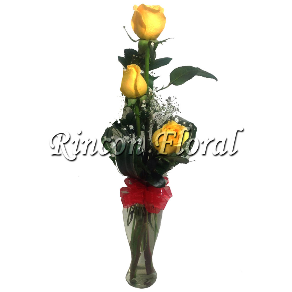 Violetero con 3 Rosas Amarillas. CÓDIGO: RF146 – Rincón Floral