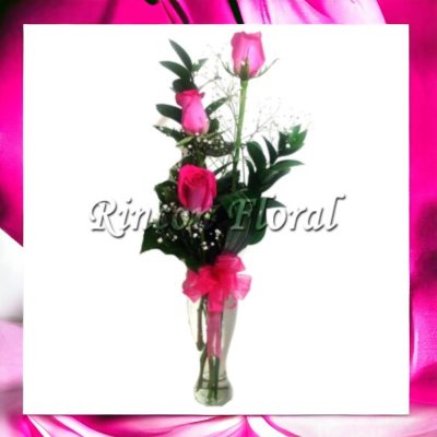 VIOLETERO CON 3 ROSAS FIUSHAS RF145