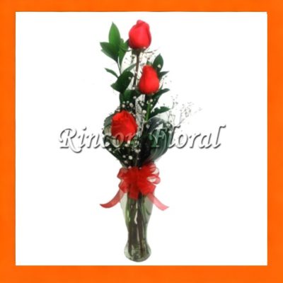 VIOLETERO CON 3 ROSAS NARANJAS RF147