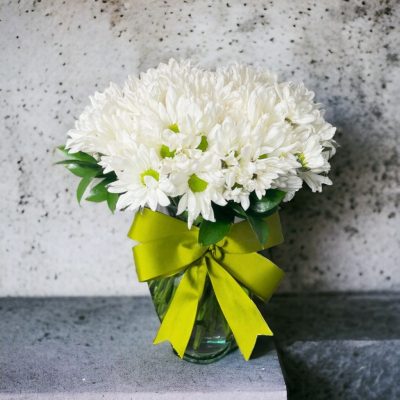 JARRÓN CON 20 MARGARITAS BLANCAS RF152