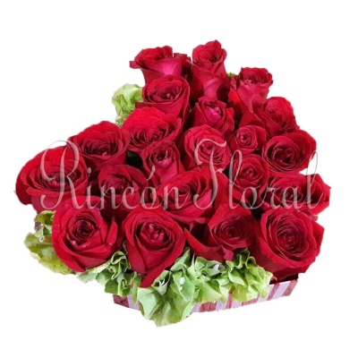 21 Rosas Rojas en Caja de Corazón. CODIGO: RF200