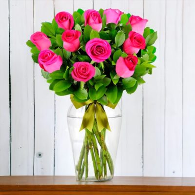 JARRÓN CON 12 ROSAS FIUSHAS RF203