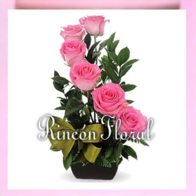 BASE CON 6 ROSAS ROSAS EN CASCADA RF205