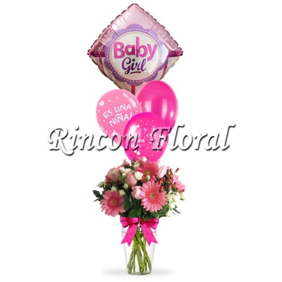 Arreglo Especial con Globos de ¨Es niña¨ CODIGO: RF246