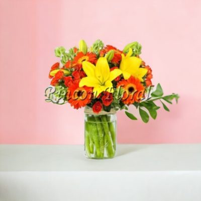 JARRÓN CON LILYS, GERBERRAS Y ROSAS RF239