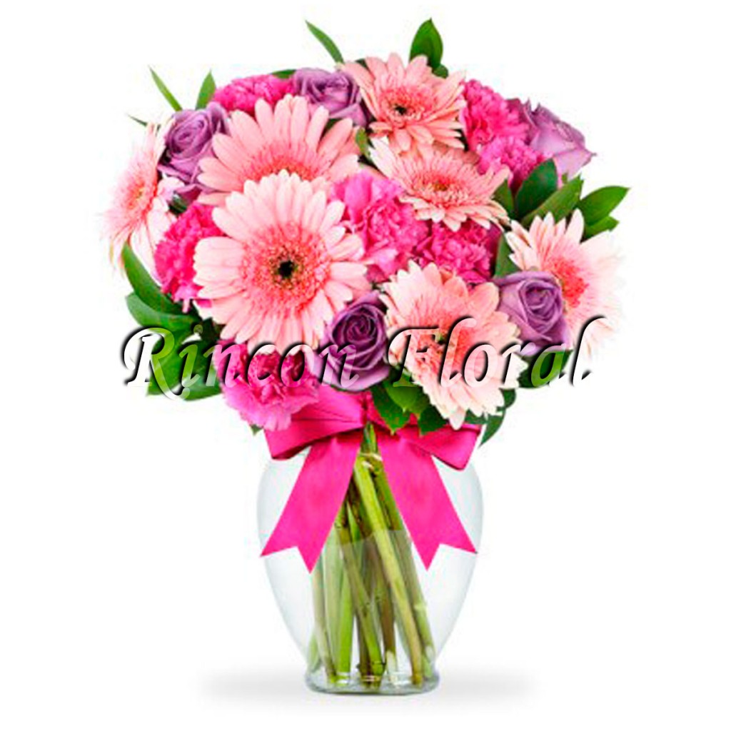 Rosas lilas con Gerberas y clavel CODIGO: RF234 – Rincón Floral
