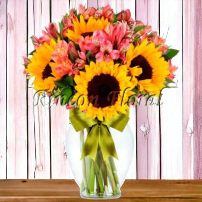 JARRÓN CON GIRASOL Y ALSTROEMERIAS RF162