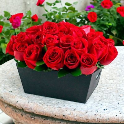 CAJA CANASTA CON 24 ROSAS RF355