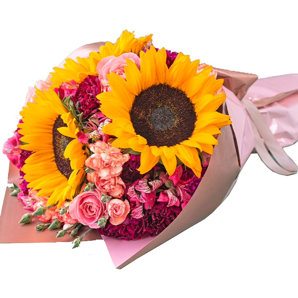 Bouquet de girasol y claveles CODIGO: RF415 – Rincón Floral