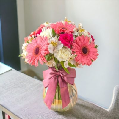 JARRÓN CON GERBERAS ROSAS RF705