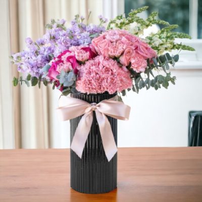 JARRÓN CON ROSAS Y CLAVELES RF706