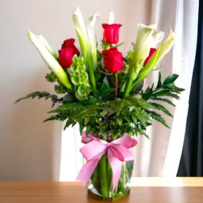 JARRÓN CON ALCATRECES Y ROSAS RF731