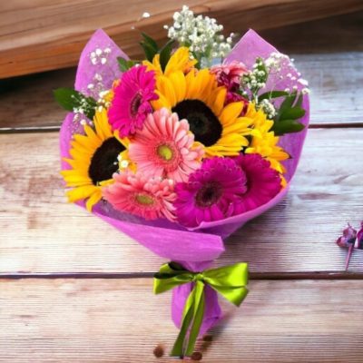 BOUQUET CON GERBERAS Y GIRASOLES RF780