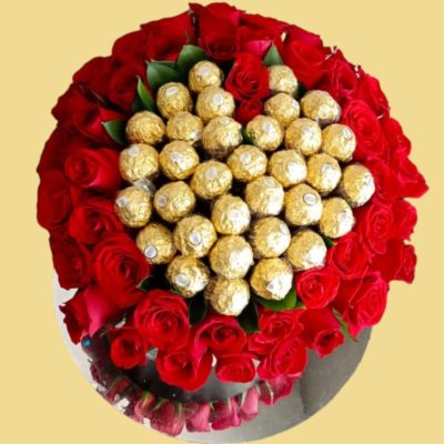 CAJA CILINDRO CON ROSAS Y FERRERO RF736