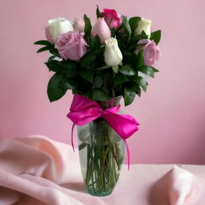 JARRÓN CON 12 ROSAS VARIADAS RF852