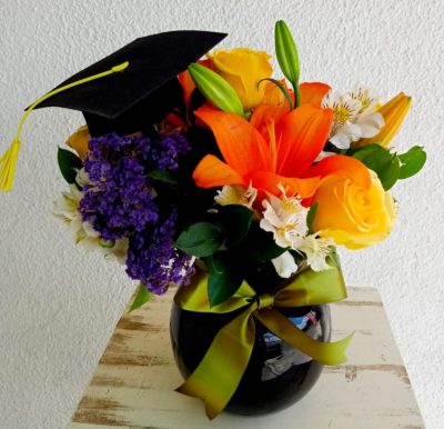 PECERA NEGRA CON FLORES RF872