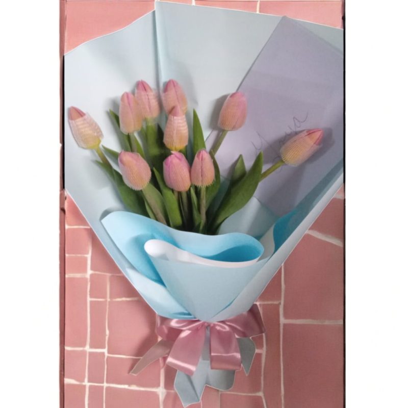 BOUQUET CON 10 TULIPANES Y NUBE RFV97 - Imagen 3