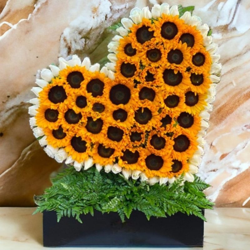 CAJA CORAZÓN CON GIRASOLES RFV92
