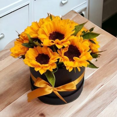 CAJA CILINDRO CON 9 GIRASOLES RFA036