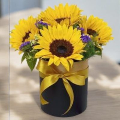 CAJA CILINDRO CON 5 GIRASOLES RFA002