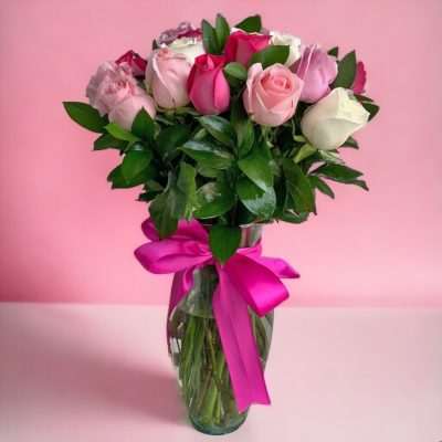 JARRÓN CON 24 ROSAS VARIADAS RFM850