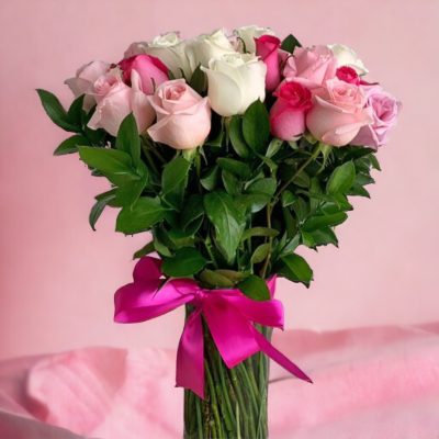 JARRÓN CON 36 ROSAS VARIADAS RFM848