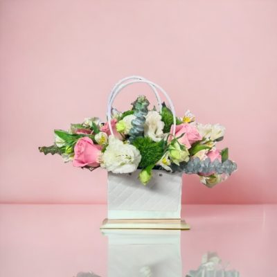 BOLSO BLANCO CON FLORES RFM127
