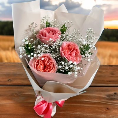 BOUQUET CON 3 ROSAS INGLESAS RF997