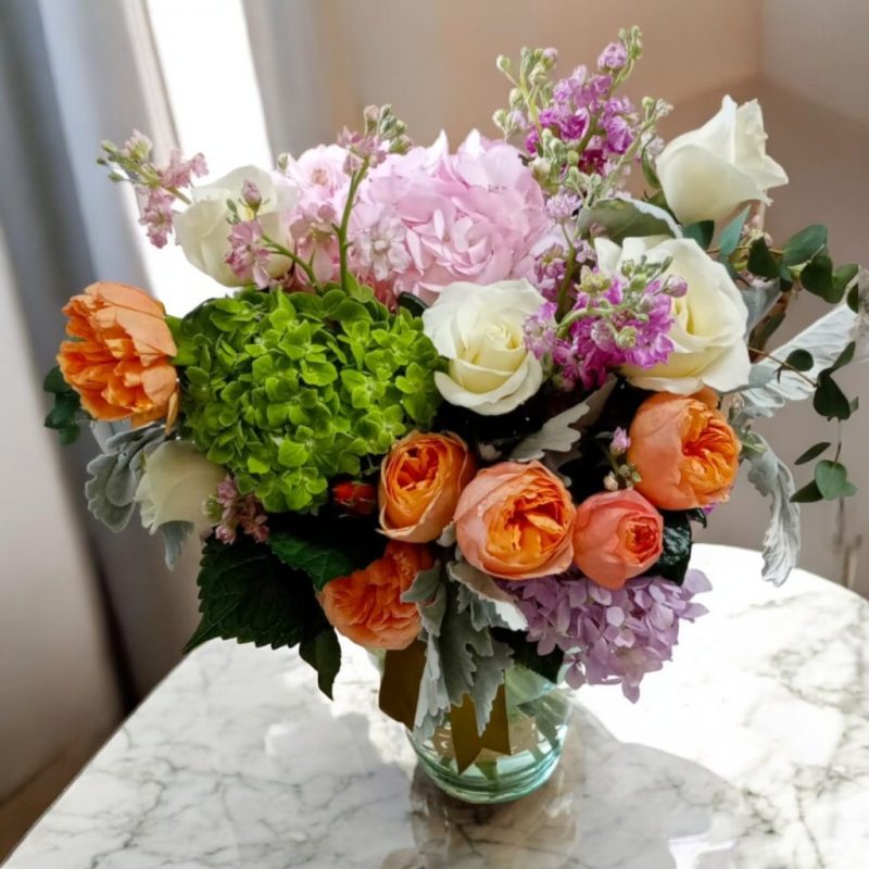 JARRÓN CON HORTENSIAS Y ROSAS INGLESAS RF975 - Imagen 2