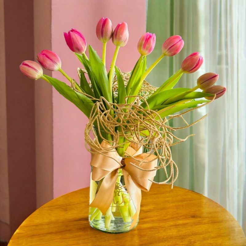 CILINDRO CON 10 TULIPANES RF970