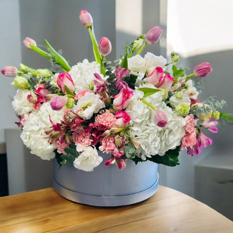 CAJA CON TULIPANES Y FLORES DE VERANO RF984 - Imagen 2