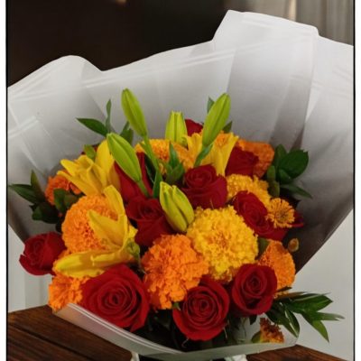 BOUQUET CON ROSAS Y CEMPASUCHIL RF890