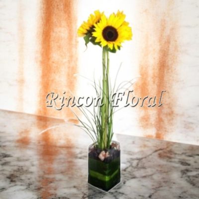 CUBO CRISTAL CON 3 GIRASOLES RF868