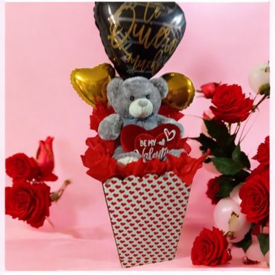 CAJA GRANDE CON OSO DE PELUCHE RFV84