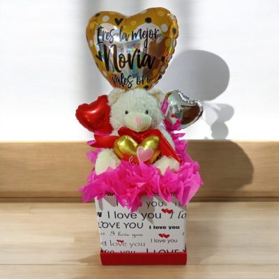 CAJA CON OSITO BLANCO CON CORAZÓN RFV67
