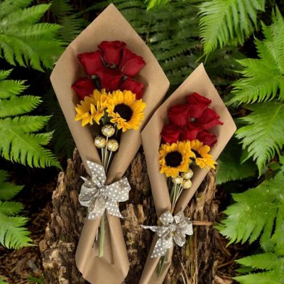 BOUQUET DE ROSAS CON GIRASOLES Y FERREROS RFA008