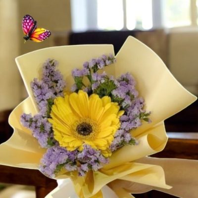 BOUQUET CON 1 GERBERA CON STATICE RFA003