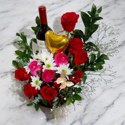CAJA CILINDRO CON ROSAS Y VINO RFV134