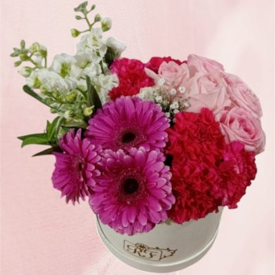 CAJA CILINDRO BLANCO CON FLOR VARIADA RFV148