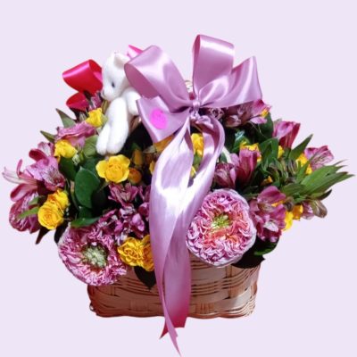 CANASTA CON FLOR VARIADA RFV195