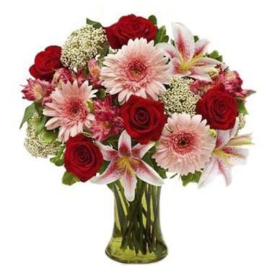 JARRÓN CHICO ROSAS GERBERAS RFM039